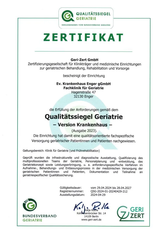 Qualitätssiegel Zertifikat 2024 gültig bis 2027
