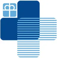 Logo der Geriatrischen Fachklinik Enger, blaues fettes Kreuz ohne Schriftzug
